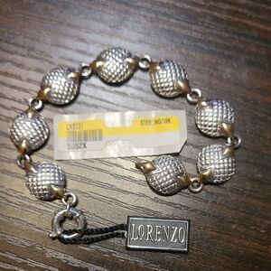Lorenzo Silver and Gold Coin Link Bracelet